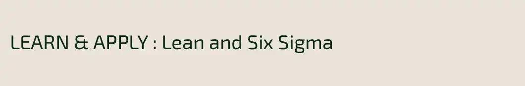 LEARN & APPLY : Lean and Six Sigma